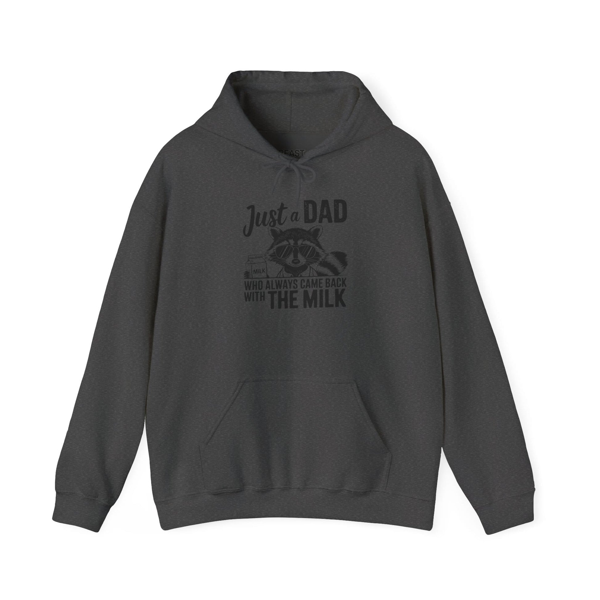 royal blue hoodie with raccoon milk carton funny dad slogan print