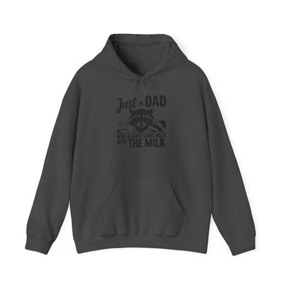 royal blue hoodie with raccoon milk carton funny dad slogan print