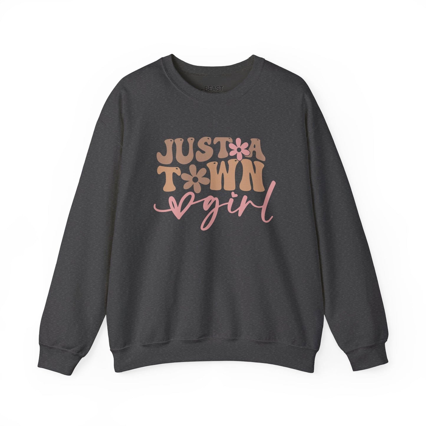 just a town girl western sweatshirt dark heather sweatshirt cowgirl gift idea