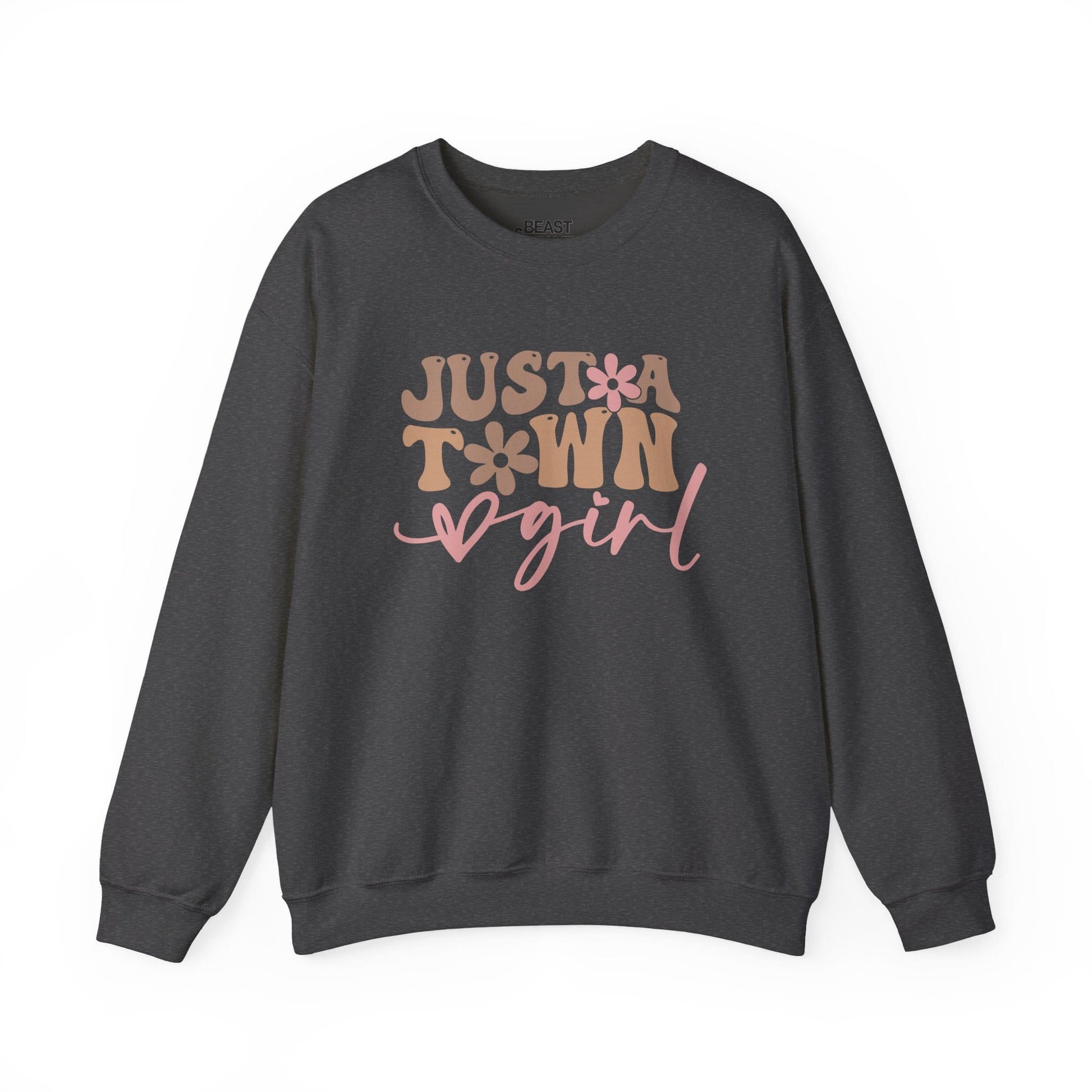 just a town girl western sweatshirt dark heather sweatshirt cowgirl gift idea