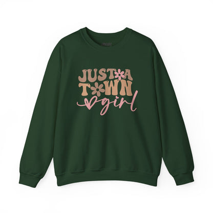 just a town girl western sweatshirt forest green sweatshirt cowgirl gift idea