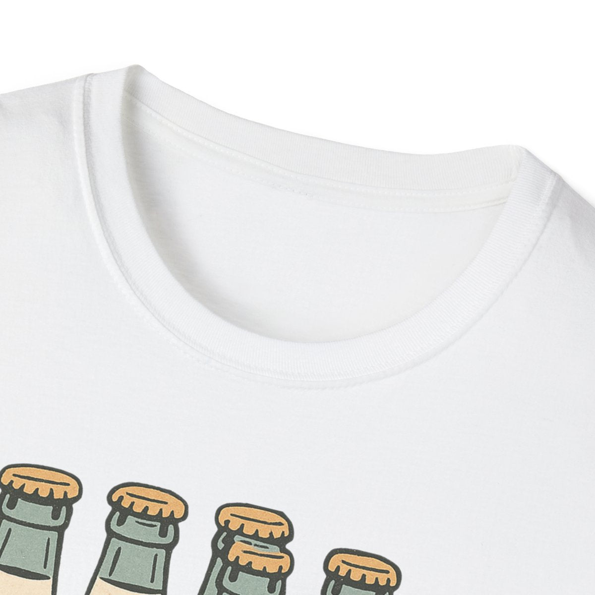 t-shirt detail showing just here for the boos text and ghost graphics