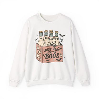 sport grey sweatshirt with playful boos slogan and ghost bottle print