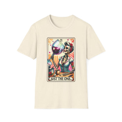 dark chocolate t-shirt with just the one wine tarot funny gift print