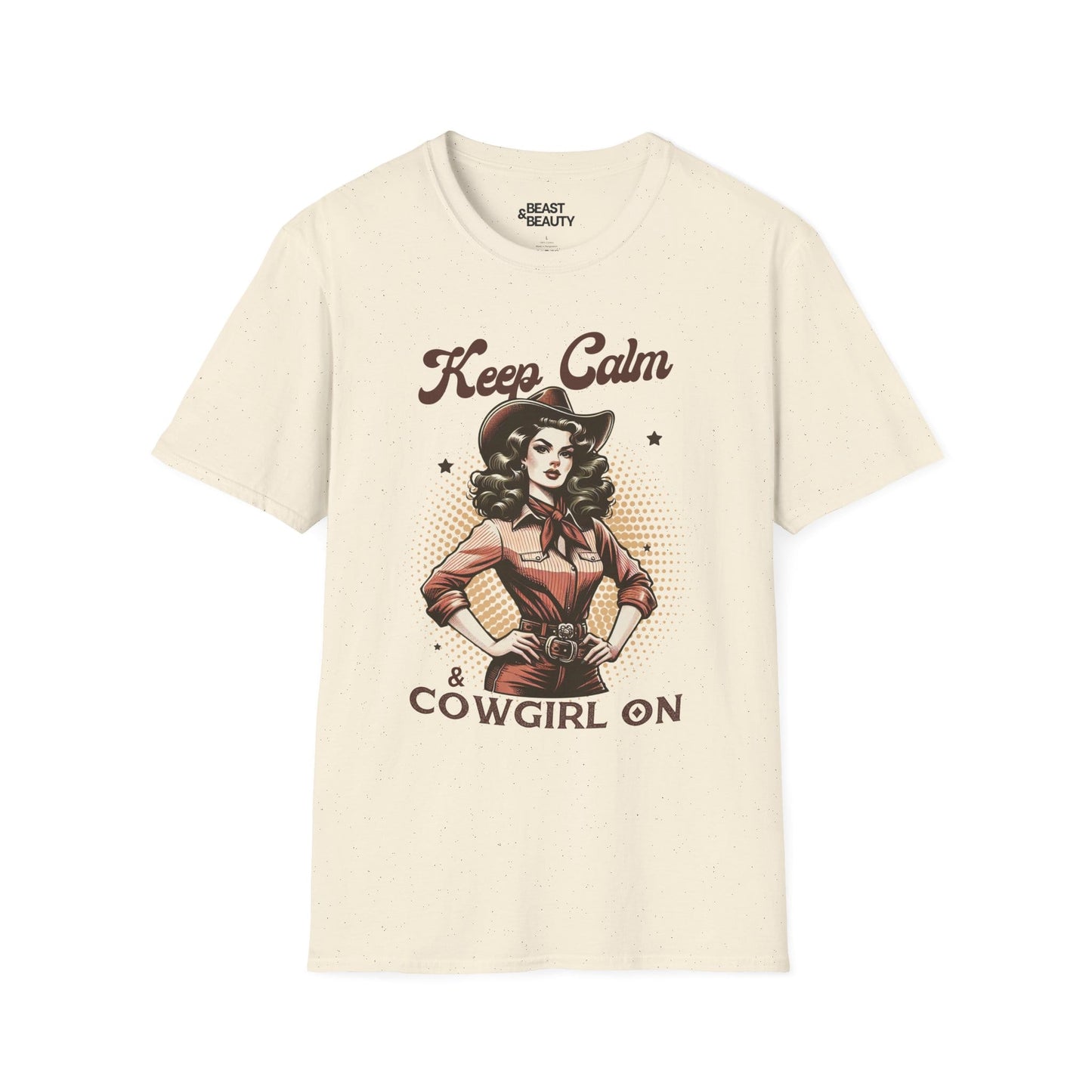 keep calm & cowgirl on t-shirt natural t-shirt cowgirl gift idea