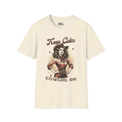 keep calm & cowgirl on t-shirt natural t-shirt cowgirl gift idea