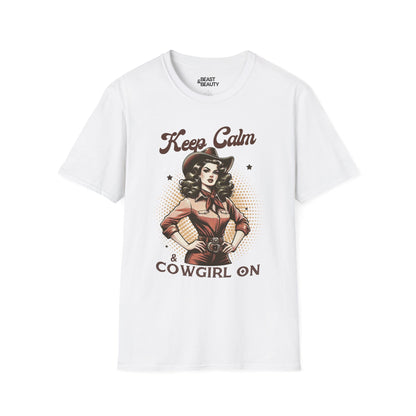 keep calm & cowgirl on t-shirt white t-shirt cowgirl gift idea