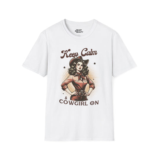 keep calm & cowgirl on t-shirt white t-shirt cowgirl gift idea