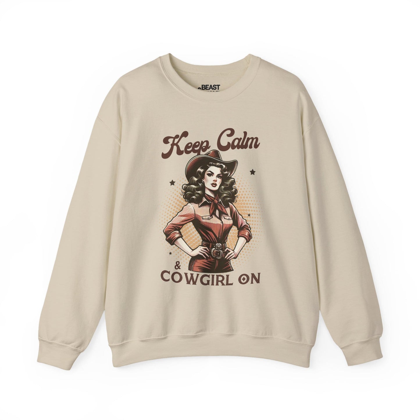 keep calm & cowgirl on western sweatshirt sand sweatshirt cowgirl gift idea