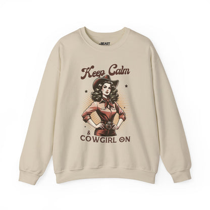 keep calm & cowgirl on western sweatshirt sand sweatshirt cowgirl gift idea