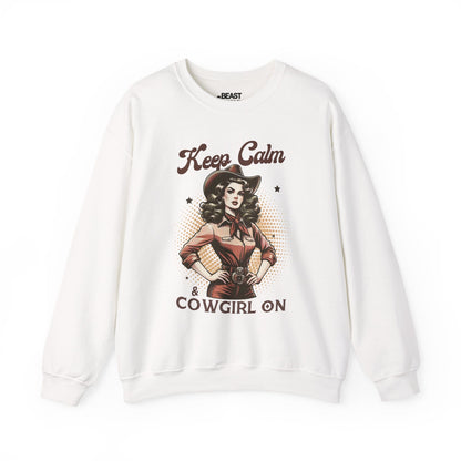 keep calm & cowgirl on western sweatshirt white sweatshirt cowgirl gift idea