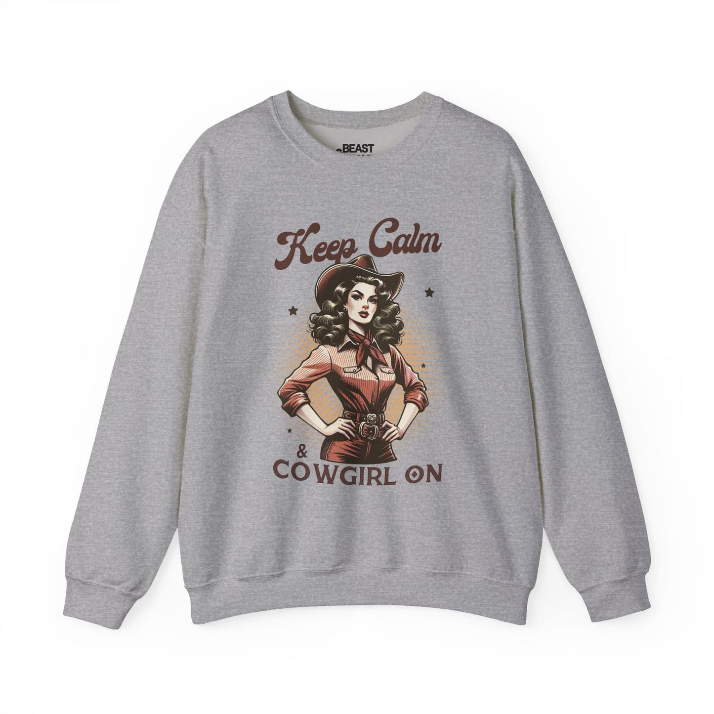 keep calm & cowgirl on western sweatshirt sport grey sweatshirt cowgirl gift idea