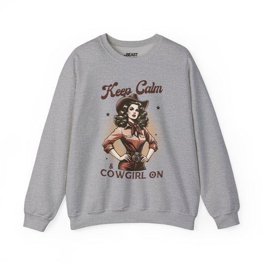 keep calm & cowgirl on western sweatshirt sport grey sweatshirt cowgirl gift idea