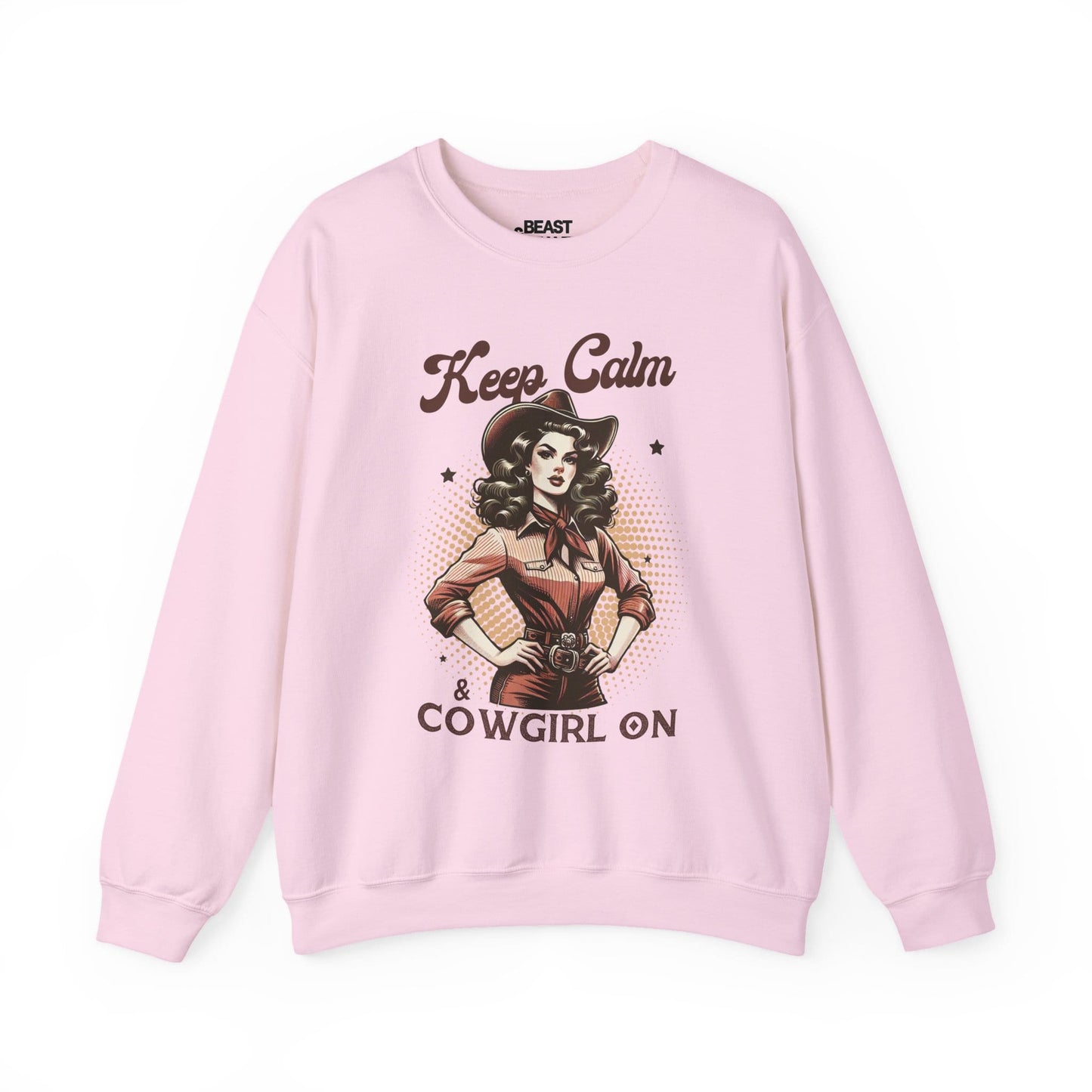 keep calm & cowgirl on western sweatshirt light pink sweatshirt cowgirl gift idea