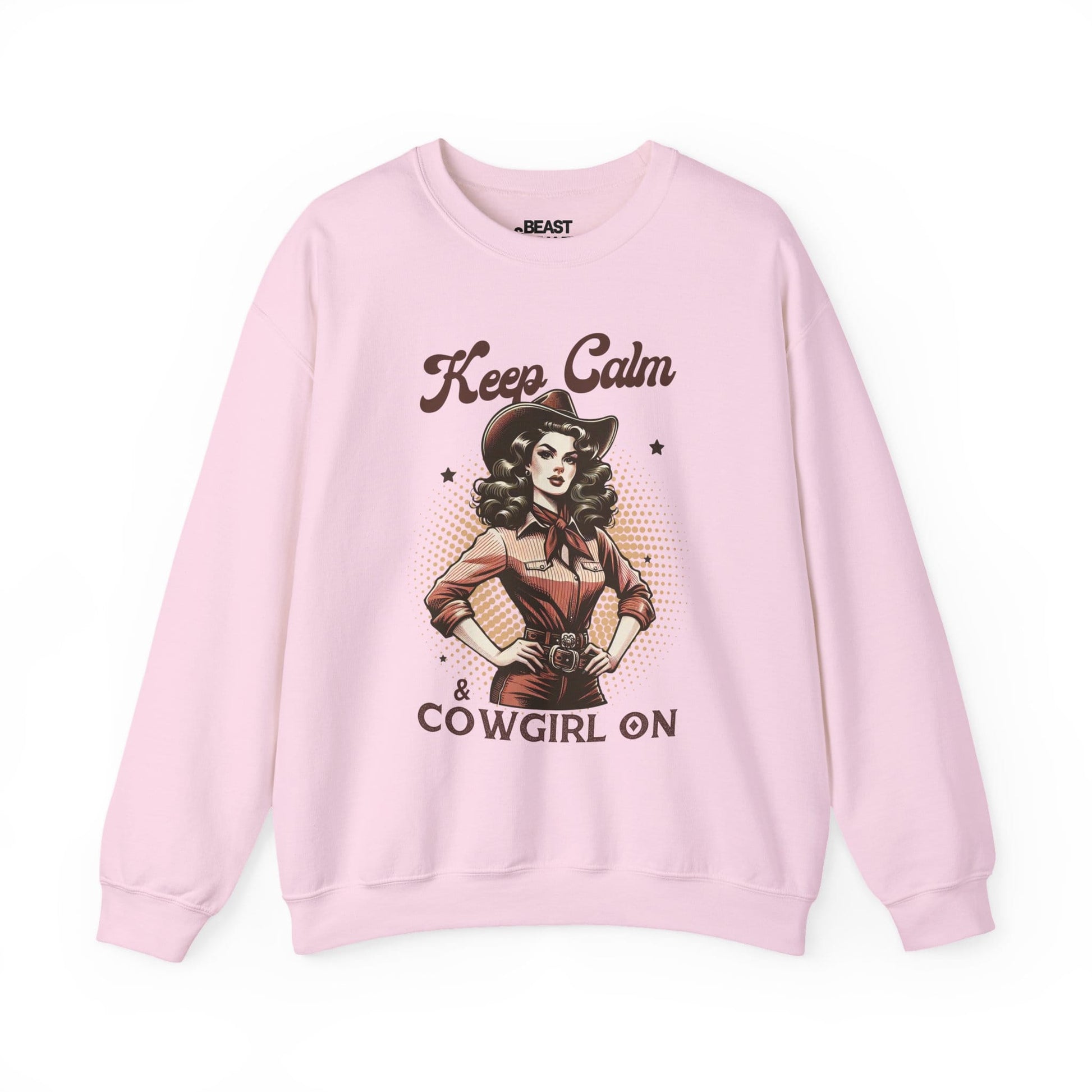 keep calm & cowgirl on western sweatshirt light pink sweatshirt cowgirl gift idea
