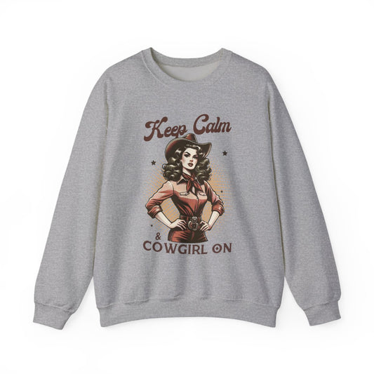 Keep Calm & Cowgirl On Western Sweatshirt - funny sweatshirt by Cheeky Business