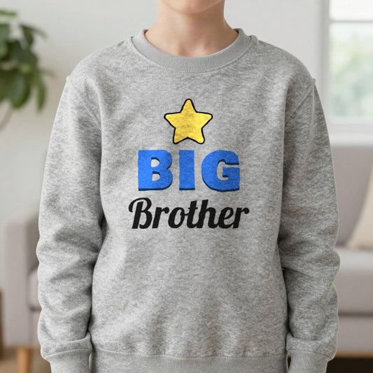 Kids Big Brother T-Shirt & Sweatshirt in Sport Grey (Sweatshirt), worn, our photo