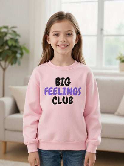 Kids Big Feelings Club T-Shirt, Sweatshirt & Hoodie worn by a child, another colour