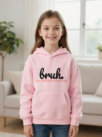 Kids Bruh T-Shirt, Sweatshirt & Hoodie Hoodie in Light Pink, worn by a child
