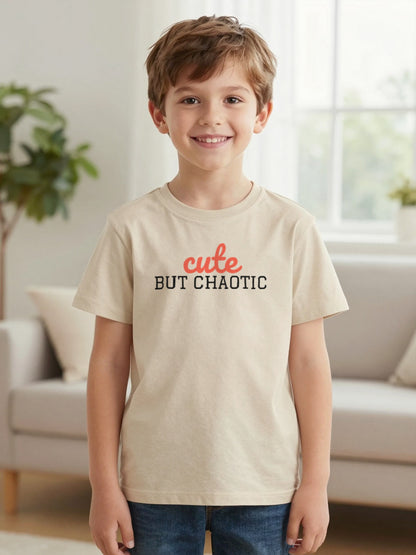 Kids Cute But Chaotic T-Shirt, Sweatshirt & Hoodie worn by a child, another colour