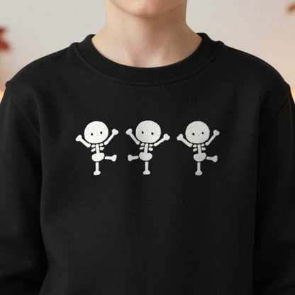 Kids Dancing Skeletons Embroidered Sweatshirt close-up