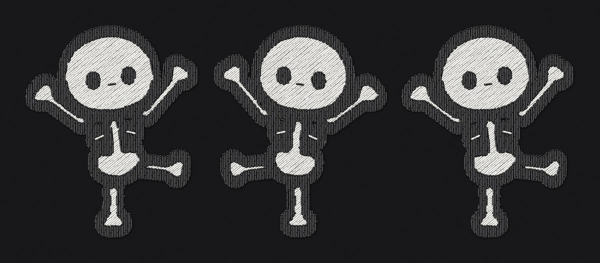 Kids Dancing Skeletons Embroidered Sweatshirt embroidery close-up