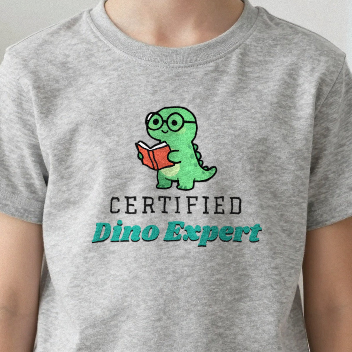 Kids Certified Dino Expert T-Shirt & Sweatshirt close-up