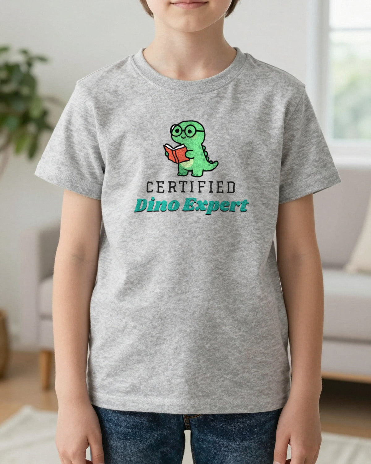 Kids Certified Dino Expert T-Shirt & Sweatshirt worn