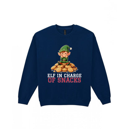 Kids Elf In Charge Of Snacks Christmas T-Shirt & Jumper Sweatshirt in Navy