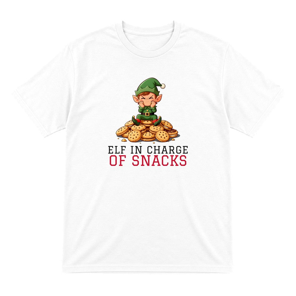 Kids Elf In Charge Of Snacks Christmas T-Shirt & Jumper T-Shirt in White