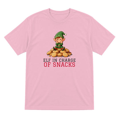 Kids Elf In Charge Of Snacks Christmas T-Shirt & Jumper T-Shirt in Light Pink