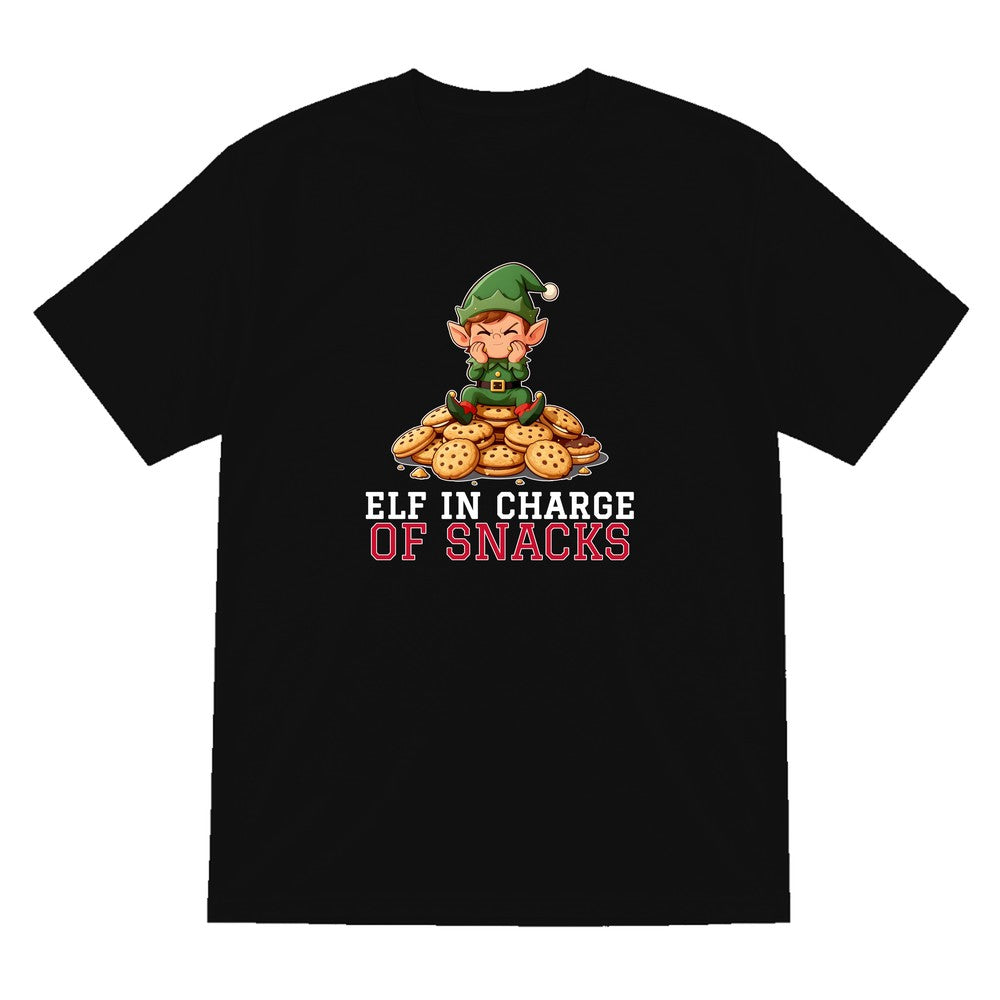 Kids Elf In Charge Of Snacks Christmas T-Shirt & Jumper T-Shirt in Black