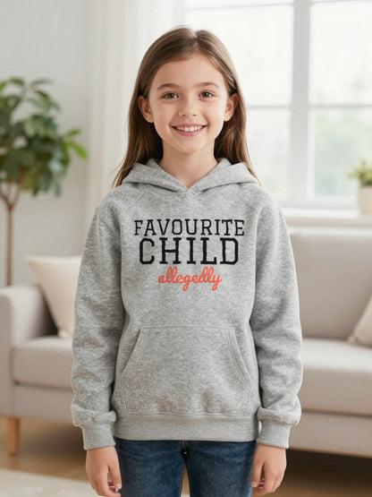 Kids Favourite Child Allegedly T-Shirt, Sweatshirt & Hoodie Hoodie in Sport Grey, worn by a child