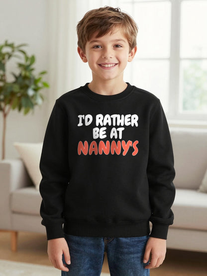 Kids I'd Rather Be At Nanny's T-Shirt, Sweatshirt & Hoodie worn by a child, another colour