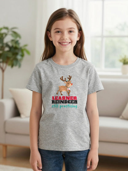 Kids Learner Reindeer Christmas T-Shirt & Jumper worn by a child