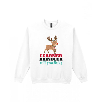 Kids Learner Reindeer Christmas T-Shirt & Jumper Sweatshirt in White