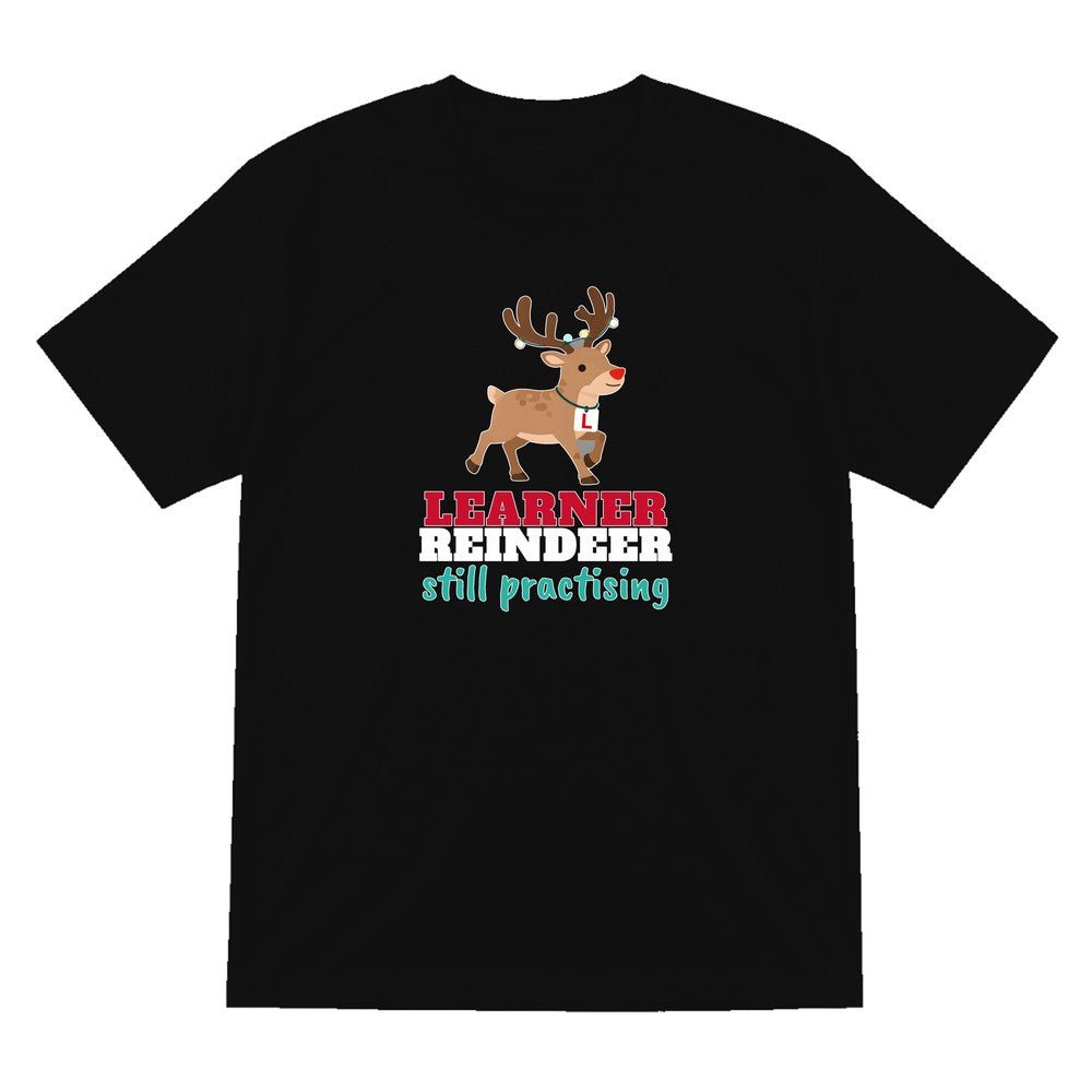 Kids Learner Reindeer Christmas T-Shirt & Jumper T-Shirt in Black