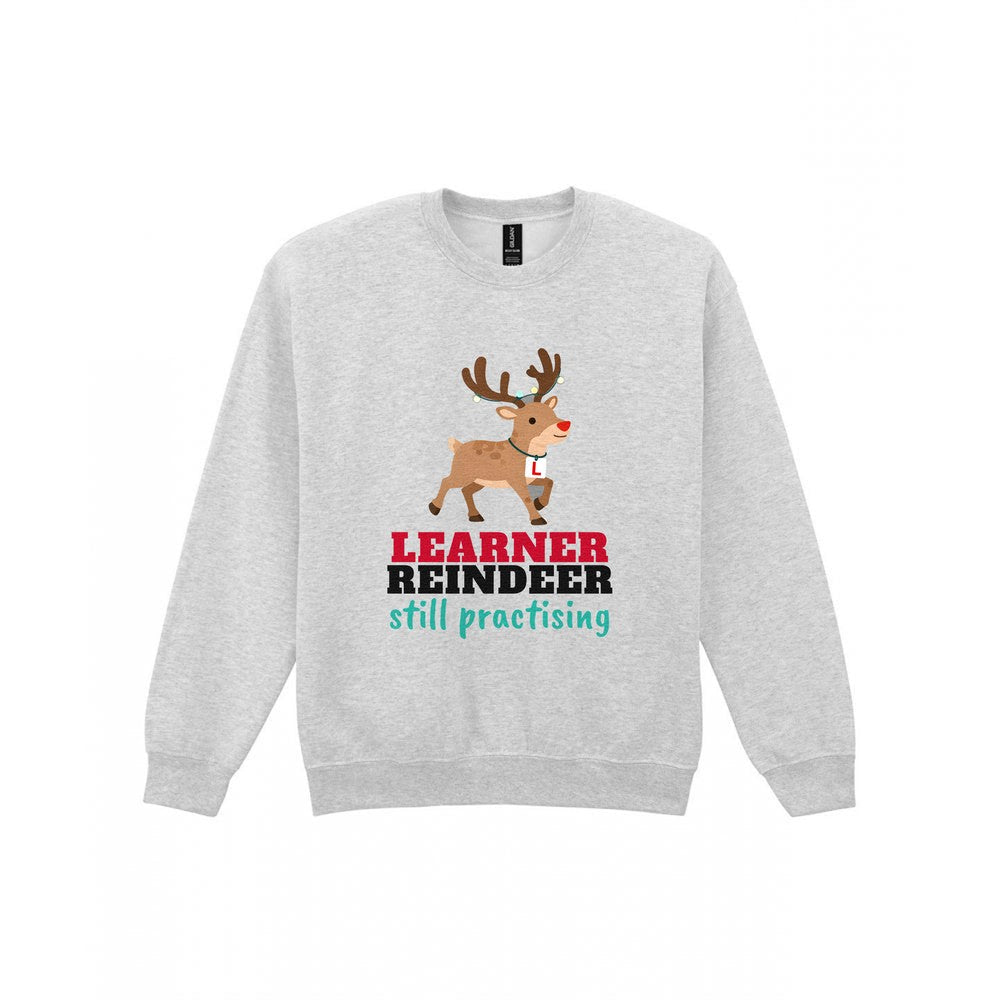 Kids Learner Reindeer Christmas T-Shirt & Jumper Sweatshirt in Sport Grey