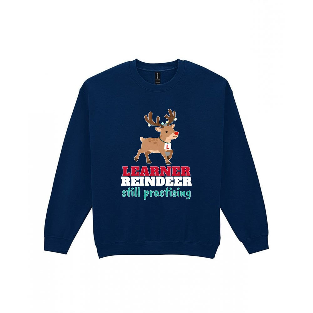 Kids Learner Reindeer Christmas T-Shirt & Jumper Sweatshirt in Navy