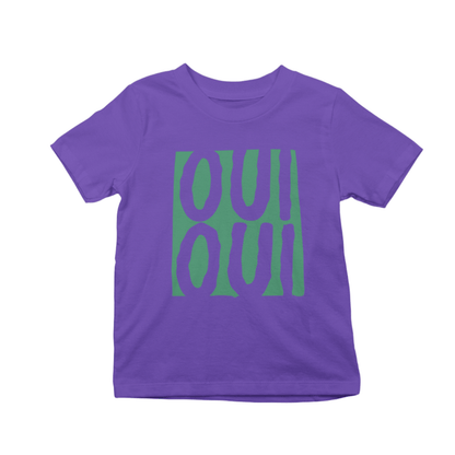 purple kids oui oui t-shirt with bold playful graphic print