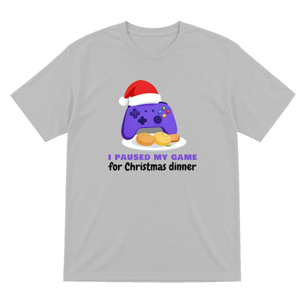 Kids I Paused My Game For Christmas Dinner Christmas T-Shirt & Jumper T-Shirt in Sport Grey