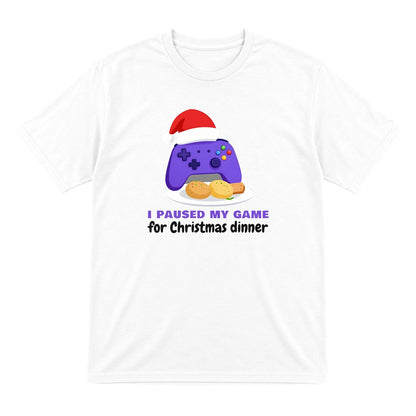 Kids I Paused My Game For Christmas Dinner Christmas T-Shirt & Jumper T-Shirt in White