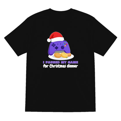 Kids I Paused My Game For Christmas Dinner Christmas T-Shirt & Jumper T-Shirt in Black
