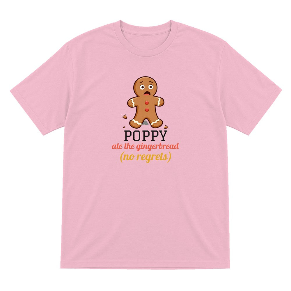 Kids Personalised Ate The Gingerbread Christmas T-Shirt & Sweatshirt laid flat