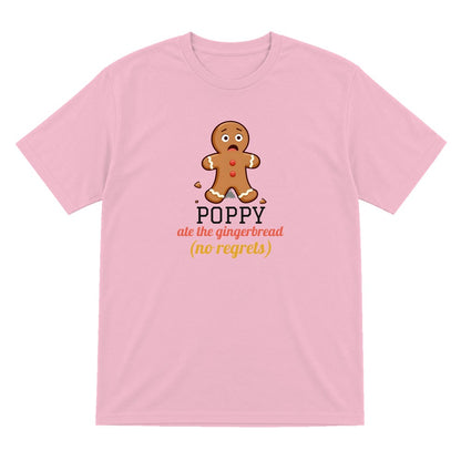 Kids Personalised Ate The Gingerbread Christmas T-Shirt & Sweatshirt laid flat