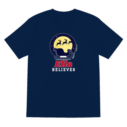 Kids Personalised Believes Christmas Jumper & T-Shirt T-Shirt in Navy