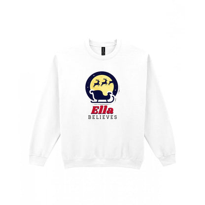 Kids Personalised Believes Christmas Jumper & T-Shirt Sweatshirt in White