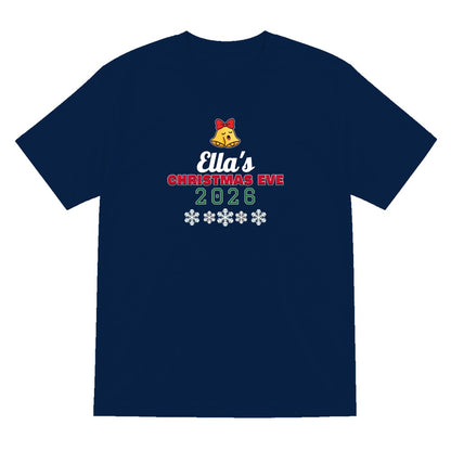 Kids Personalised Christmas Eve T-Shirt laid flat
