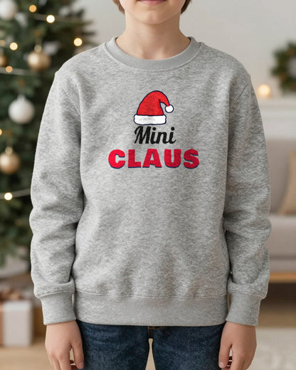 Kids Personalised Claus Christmas Jumper & T-Shirt worn