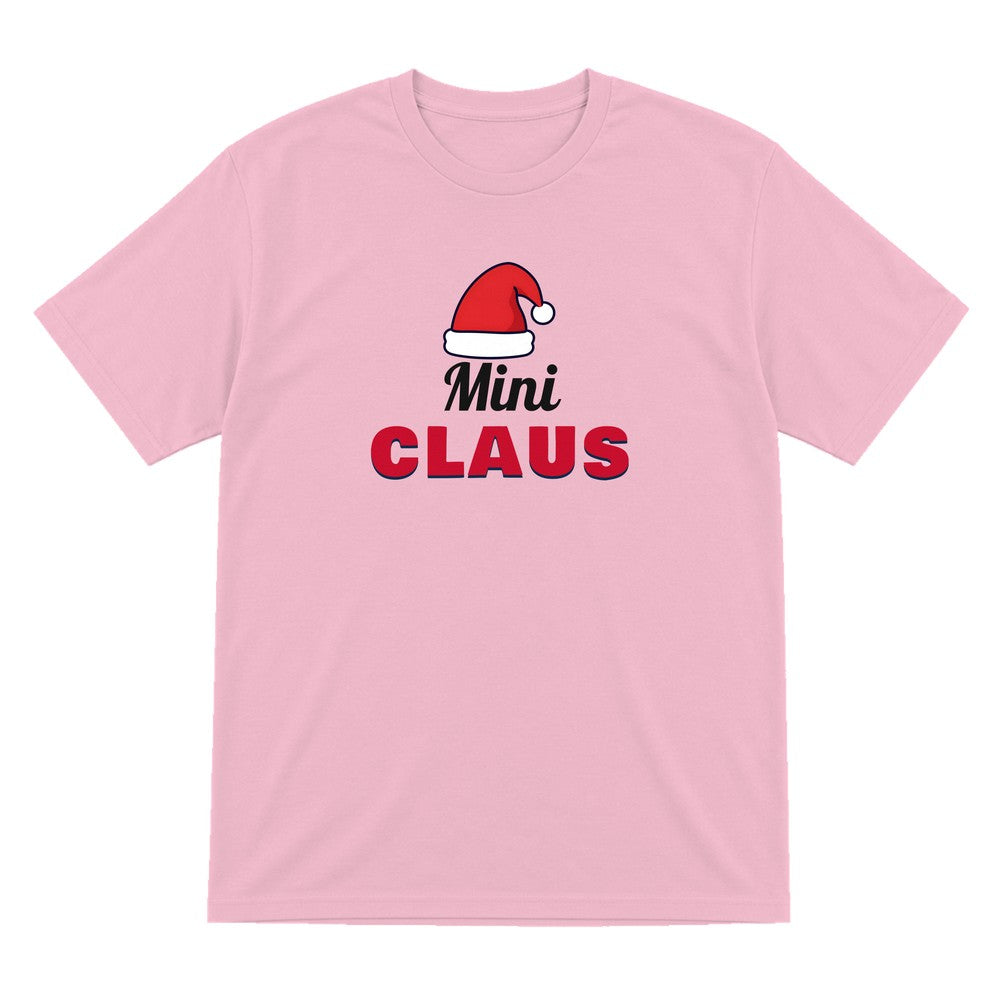 Kids Personalised Claus Christmas Jumper & T-Shirt T-Shirt in Light Pink